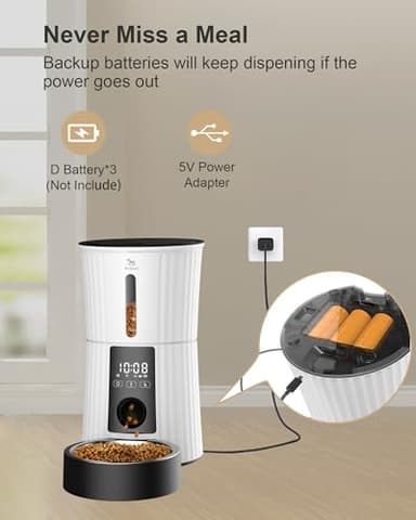 Petory Automatic Cat Feeders Wi-Fi - 4L Dry Food Dispenser for Cats and Dogs 10 Meals per Day Smart Pet Feeder with Desiccant Bag Dual Power Supply 10S Voice Recorder - Image 6