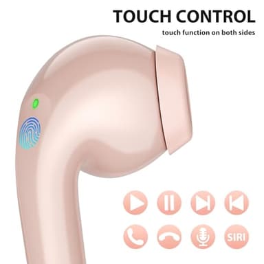 Wireless Earbuds for Samsung S25 S24 Ultra S23 Fe S22+ S21, 5.3 Bluetooth Earbuds Cordless Ear Buds with Mic Touch Stereo Wireless Headphone for iPhone 17 Air 16 15 Pro Max 14 Plus Pixel 10 XL, Pink - Image 2