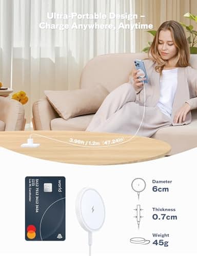 MagSafe Charger Magnetic Wireless iPhone Charge Compatible with iPhone 17 Pro Max Air 16 15 14 Pro Max Plus 13 12 Pro Max & AirPods 4 3 2 Pro - Charging Pad Dock for Travel Home Office - Image 8