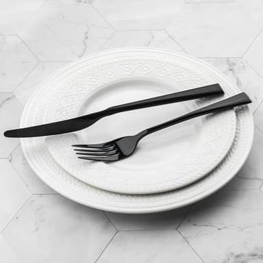 Alata Bailey Black 20-Piece Forged Stainless Steel Flatware Set Cutlery Set, Service for 4, Silver Finish, Dishwasher Safe - Image 5