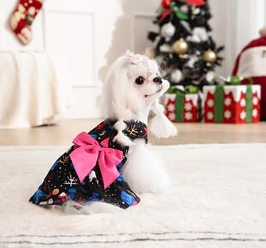 MSNFOASM Dog Christmas Dress,Short Velvet Dog Winter Outfit,Small Dogs Girl Winter Apparel, Cat Clothes(Romantic Fantasy M) - Image 6