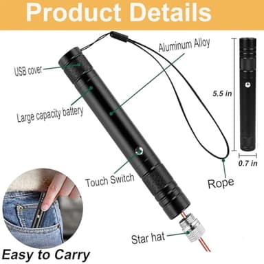 Laser Pointer High Power, Red Laser Pointer Indicator Light, Long Range Laser Pointer for Hiking, USB Charge - Image 3