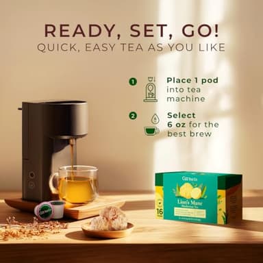 Gya Tea Co Lion's Mane Mushroom Tea Gift Set (16 ct) - Decaf Tea Pod for Nourish & Wellness - Image 5