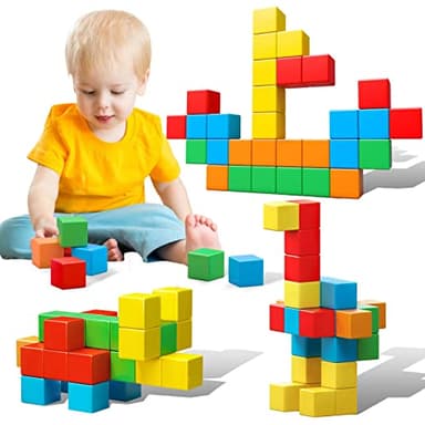 Magnetic Blocks, 1.41 inch Large Magnetic Building Blocks for Toddlers 3 4 5 6 7 8 Years Old Boys Girls Magnet Cubes for Kids 1-3 Montessori Toys STEM Preschool Educational Building Cube 30 Pcs - Image 1