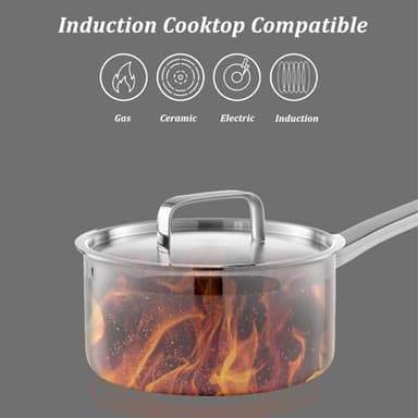 1.5 Quart Stainless Steel Saucepan With Pour Spout, Saucepan With Lid, Mini Milk Pan With Spout - Perfect For Boiling Milk, Sauce, Gravies, Pasta, Noodles (2qt) - Image 5