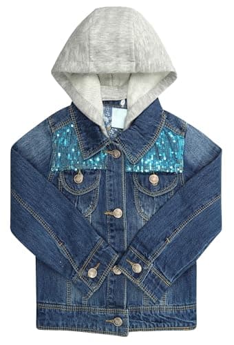 CHUMHEY Toddler Big Girls Spring Autumn Denim Coats,Butterfly Blue Hooded Outerwear Kids Jackets,Whitecap,10 Years - Image 1