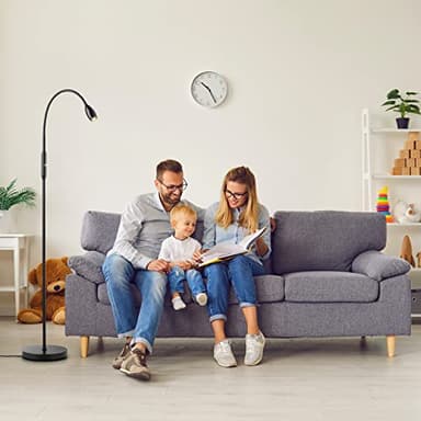 O’Bright Ray – Adjustable LED Beam Floor Lamp, Dimmable and Zoomable Spotlight, Flexible Gooseneck, Reading/Crafting Standing Lamp, Work Table Light, Matte Black - Image 6