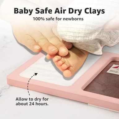 Calenzana Pink Baby Hand and Footprint Kit, 4x6 Baby Keepsake Nursery Picture Frame Handprint Kit, Gifts for Newborn Girls Boys New Mom - Image 5