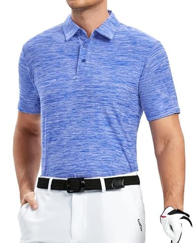 Alex Vando Mens Golf Shirt Moisture Wicking Quick-Dry Short Sleeve Casual Polo Shirts for Men,Blue,XL - Image 3