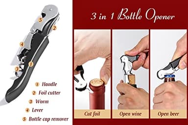 Kit-Home Professional Waiter Corkscrew Wine Openers Set (4 PCS),Upgraded with Heavy Duty Stainless Steel Hinges Wine Key for Restaurant Waiters, Sommelier, Bartenders - Image 5