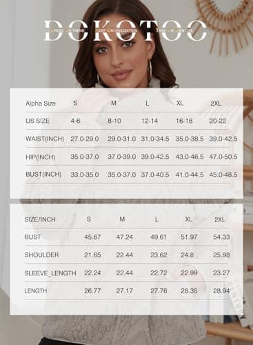 Dokotoo Winter Fleece Womens Short ShacketJackets Zipper Up Winter Fuzzy Long Sleeves Side Pockets Plus Size Coats,Black Medium - Image 5