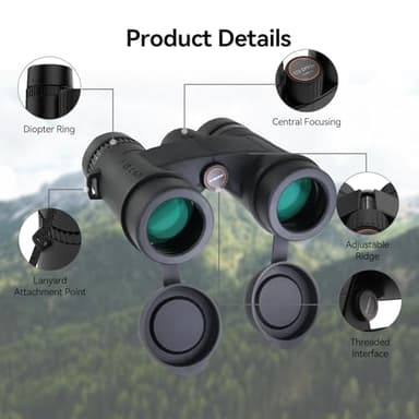 SVBONY Upgraded SV202 10x42 ED Binocular, Binoculars with Extra-Low Dispersion Objective Lenses for Birdwatching, BAK4 & FMC Optic System, 8°+Wide View Angle, IPX7 Waterproof for All-Weather Use - Image 9