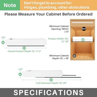 Pull out Cabinet Organizer, Expandable(12"-20") Heavy Duty Slide out Drawers Fixed with Adhesive Nano Film for Pots, Roll out Shelf Storage for Kitchen Base Cabinet, Pantry, Bathroom Cupboard - Image 2