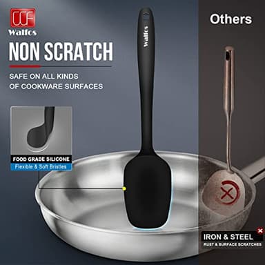 Walfos Silicone Spatula Set of 5 - (600°F) High Heat Resistant Kitchen Scraper Spatulas, One-Pieces Seamless Design, Perfect for Cooking Mixing & Baking - BPA Free and Dishwasher Safe,black - Image 5