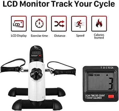 Mini Exercise Bike, himaly Under Desk Bike Pedal Exerciser Portable Foot Cycle Arm & Leg Peddler Machine with LCD Screen Displays - Image 2
