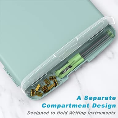 Rimilak Plastic Clipboard with Storage, 8.5 x 11 High Capacity Folio Nursing Case with Pen Holder, Size 14.2 x 9.6 x 1.2″ Folder Side-Opening for Classroom, Teacher, Smooth Writing, Dark Green - Image 4