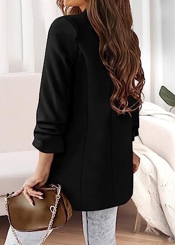 KIRUNDO Blazers for Women Oversized Business Casual 2025 Fall Fashion Long Sleeve Open Front Work Office Suit Jackets(Black, X-Large) - Image 5