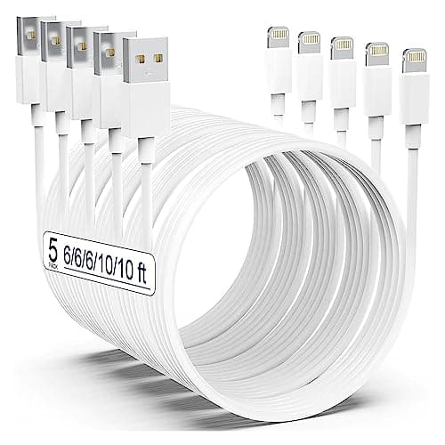 Apple MFi Certified iPhone Charger 5pack [6/6/6/10/10FT] Long Lightning Cable Fast Charging Cord iPhone Charging Cable for iPhone 14/14 Pro/Max/13/12/11 Pro Max/XS MAX/XR/XS/X/8/Plus - Image 1