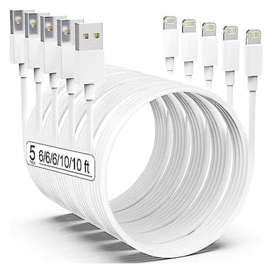 Apple MFi Certified iPhone Charger 5pack [6/6/6/10/10FT] Long Lightning Cable Fast Charging Cord iPhone Charging Cable for iPhone 14/14 Pro/Max/13/12/11 Pro Max/XS MAX/XR/XS/X/8/Plus - Image 1