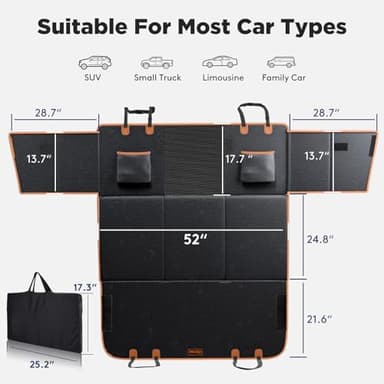 FURTIME Dog Car Seat Cover for Back Seat, Upgraded PU Leather Back Seat Extender with Hard Bottom Holds 400LBS, Waterproof Anti-Scratch, Large Space Back Seat Cover for Car, SUV, Small Truck - Image 9