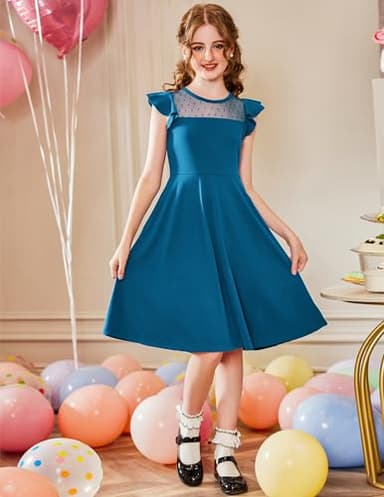 Arshiner Girls' Special Occasion Dresses Summer Party Formal Graduation Dress Blue 14-15 Years - Image 2