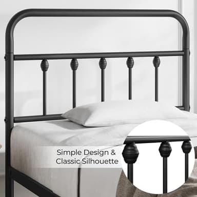 Yaheetech Classic Metal Platform Bed Frame Mattress Foundation with Victorian Style Iron-Art Headboard/Footboard/Under Bed Storage/No Box Spring Needed/Twin Size Black - Image 6