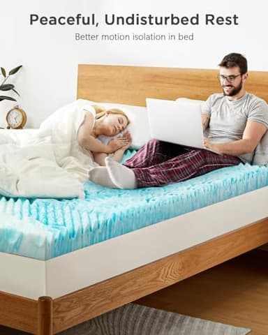PERLECARE 4 Inch 7-Zone King Memory Foam Mattress Topper, Cooling Gel Mattress Topper with Airflow Channels, CertiPUR-US Certified Egg Crate Bed Topper for Body Pressure Relief, King - Image 6