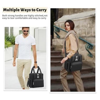 Insulated Lunch Bag & Lunch Box for Men - Double Deck Reusable Lunch Bag for Women Tote Cooler Bag Leakproof Soft Expandable - Large Lunchbox for Work/Adult/Picnic/Outdoor (Black，15L) - Image 2