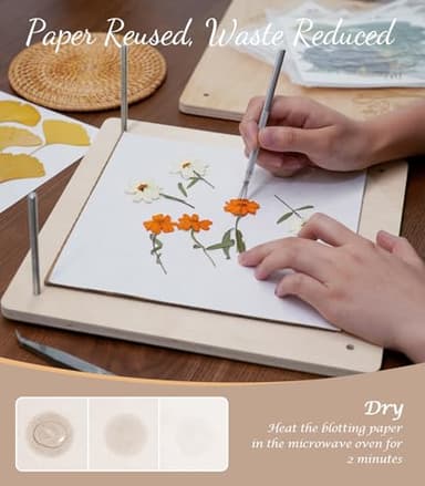 Wakhow Flower Press Kit – 11" x 11" Large Wooden Flower Presser for Adults & Teens | DIY Bouquet Preservation & Dried Flower Art | Ideal Gift for Nature & Craft Lovers - Image 5