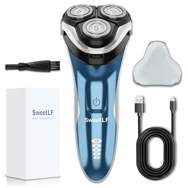 SweetLF Electric Razor for Men with Pop-Up Trimmer, IPX7 Waterproof Electric Shaver, Rechargeable Cordless Shavers for Men, Type-C, 120Mins Runtime, Plug & Play, Blue - Image 1