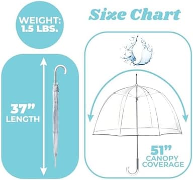 totes Adult Clear Bubble Umbrella with Dome Canopy and Lightweight Wind and Rain Protection - Image 4