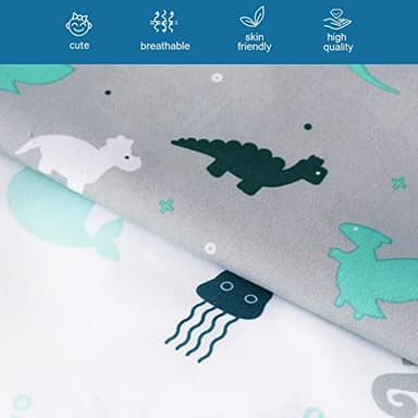 Crib Sheets for Boys or Girls 4 Pack, Baby Crib Sheets 52'' x 28'' for Standard Crib & Toddler Mattress, Soft and Breathable Material, Baby Crib Sheet Neutral, Grey Dinosaurs & Ocean - Image 2