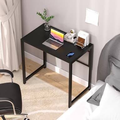 GreenForest Folding Desk for Small Spaces,31.5 in No-Assembly Small Computer Desk for Home Office,Space Saving Foldable Table Study Office Desk,Black - Image 2