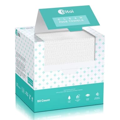 Face Towels, 10"×12" Disposable Face Towel, Face Towelettes XL, Ultra Soft Makeup Remover Dry Wipes, Thick Face Towel for Sensitive Skin, 50 Count (1 Pack) - Image 1