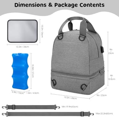 OCKLILY Pump Bag for Spectra S1 S2, Wearable Breast Pump Bags with Ice Pack, Pumping Bag with Waterproof Mat for Pump Accessories, Insulated Bottle Bags for Work Travel and Family (Grey) - Image 6