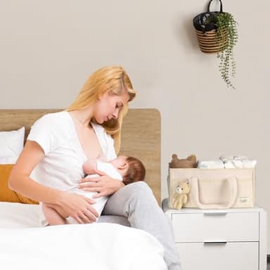 PeraBella Baby Diaper Caddy Organizer with Handle, Boy & Girl Shower Gift Basket, Portable Diaper Storage Basket Bin for Wipes, Newborn Baby Essentials Registry Search Must Haves, Car Caddy Organizer - Image 8