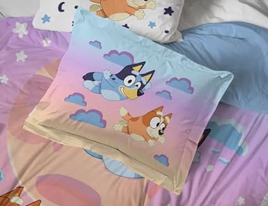 Jay Franco Bluey & Bingo Twin Comforter Set - 5 Piece Bed Set Includes Sheet Set & Pillow Covers - Super Soft Clouds & Stars Kids Bedding - Image 7