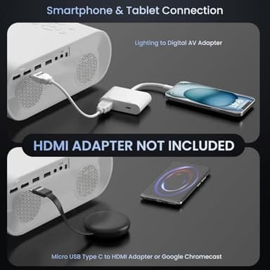 HOMPOW Projector, Native 1080P Full HD Bluetooth Projector with Speaker, 9500 Lumens Outdoor Portable Movie Mini Projector Compatible with Laptop, Smartphone, TV Stick, Xbox, PS5 - Image 3