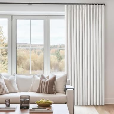 Beige White Pinch Pleated Full Blackout Curtains 2 Panels Set Linen Room Darkening 100% Black Out Window Curtains 96 Inch for Living Room Bedroom Thermal Insulated Pinch Pleat Drapes with Hooks Rings - Image 8