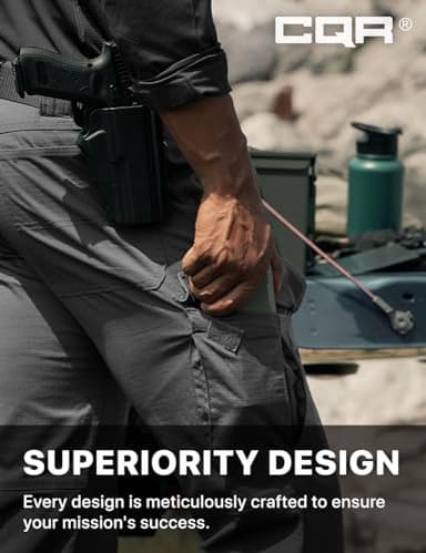 CQR Men's Flex Ripstop Tactical Pants, Water Resistant Stretch Cargo Pants, Lightweight EDC Hiking Work Pants, Dura Flex Mag Pocket Charcoal, 36W x 30L - Image 6