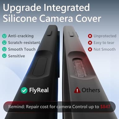FlyReal Magnetic for iPhone 16 Pro Case, Compatible with MagSafe, (Integrated Silicone Camera Control Button) (Camera Protection) + Screen Protectors, Microfiber Lining Case 6.3", Black - Image 3
