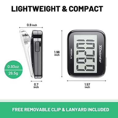 NESKLA 3D Pedometer for Walking, Simple Step Counter with Large Digital Display, Step Tracker with Removable Clip Lanyard, Accurately Track Steps for Men Women Kids Adults Seniors - Image 6