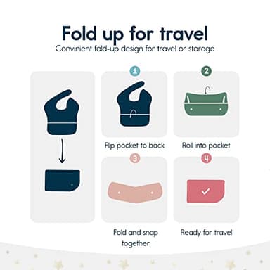 Tiny Twinkle Mess Proof Baby Bibs for Eating - Waterproof, Wipeable Bibs - Toddler Bibs - Travel Friendly - PFAS, PVC, BPA, Phthalate Free - Baby Food Bibs(5 Pack, Unisex Solids) - Image 6