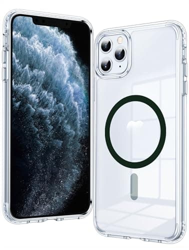 FNTCASE for iPhone 11 Pro-Max Case: Magnetic Slim Anti-Yellowing Clear Case | Military Grade Protective & Shockproof Drop Protection Thin Transparent Crystal Phone Cover (D-Green) - Image 1
