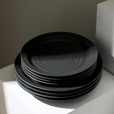 Stone Lain Orbit 12-Piece Dinnerware Set Stoneware, Charcoal - Image 2