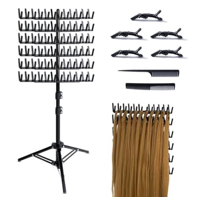 Eastdone Braiding Hair Rack Standing Extension Holder Hanger, 144 Pegs Divider for Separator Stand Display (Black) - Image 1