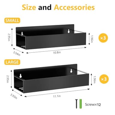 SMRCAD Magnetic Spice Rack Organizer for Fridge Seasoning Organizer for Kitchen storage with Screw Magnetic Shelf with Hook for Refrigerator and Oven (6pack) - Image 3