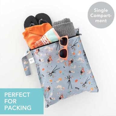 Bumkins Disney Waterproof Wet Bag for Baby, Travel, Swim Suit, Cloth Diapers, Pump Parts, Pool, Beach, Gym Clothes, Toiletry, Hook to Stroller, Daycare, Zip Reusable Wetdry, Nightmare Before Christmas - Image 2