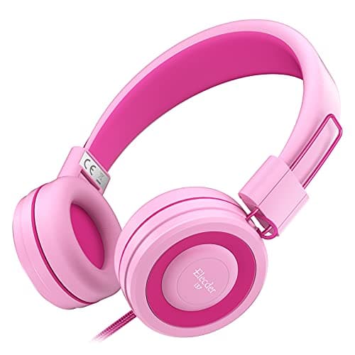 ELECDER i37 Kids Headphones Children Girls Boys Teens Foldable Adjustable On Ear Headphones 3.5mm Jack Compatible Cellphones Computer MP3/4 Kindle School Tablet Rose/Pink - Image 1