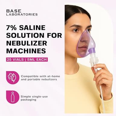 BASE LABORATORIES 7% Saline Solution for Nebulizer Machine | Saline Solution for Inhalation & Nasal Irrigation | High 7% Concentration l 25 Vials 5ml Unit Dose - Image 2